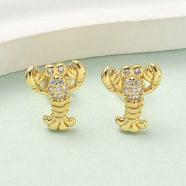 Latón micro pave aretes de circonita cúbica transparente