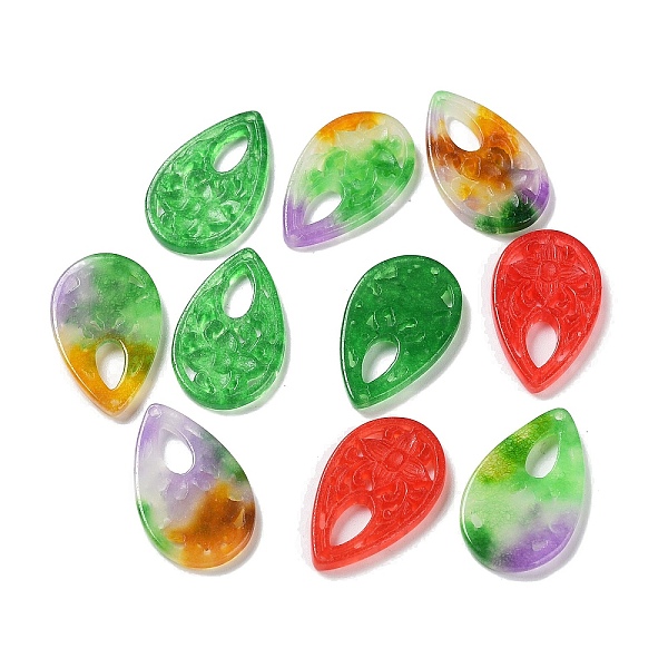 

PandaHall Natural White Jade Dyed Engraved Pendants, Teardrop Charms, Mixed Color, 25~25.5x15x2mm, Hole: 1mm White Jade Teardrop Multicolor