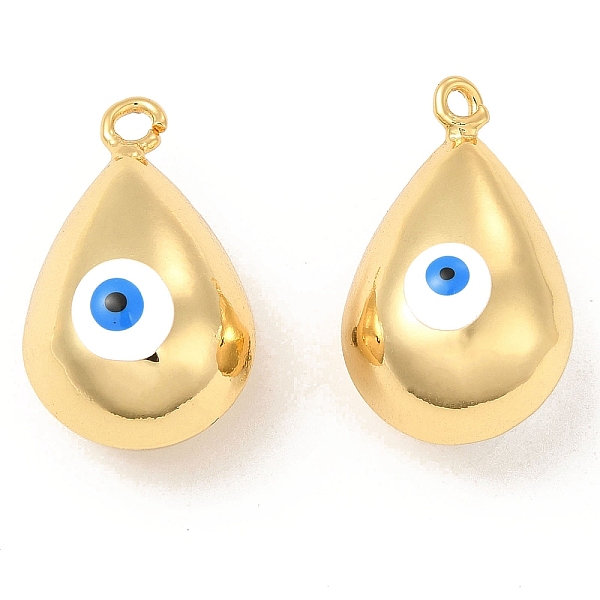 

PandaHall Brass Pendants, with Enamel, Real 18K Gold Plated, Long-Lasting Plated, Teardorp with Evil Eye Charm, White, 26x15.5x15mm, Hole...