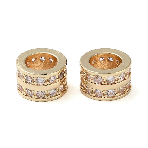 

PandaHall Rack Plating Brass with Cubic Zirconia European Beads, Long-Lasting Plated, Lead Free & Cadmium Free, Column, Golden, 8x5mm, Hole..., Clear