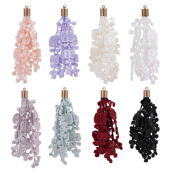

PandaHall 32pcs 8 Colors Flower Tassels 2.8 Inches Silk Lace Tassels Charms Pendants Big Key Chain Tassels for Bohemian Earring Jewelry..., Multicolor