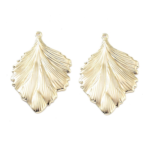 

PandaHall Brass Pendants, Leaf, Real 18K Gold Plated, 37.5x25x2mm, Hole: 1.2mm Brass Leaf