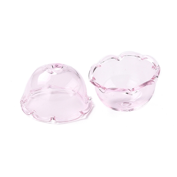 

PandaHall Glass Bead Cone for Wind Chimes Making, Multi-Petal, Flower, Lavender Blush, 21~24.5x13mm, Hole: 2mm Glass