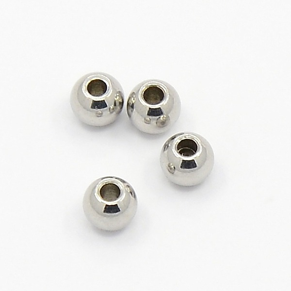 

PandaHall 304 Stainless Steel Smooth Round Spacer Beads, Stainless Steel Color, 3x2mm, Hole: 1.2mm 304 Stainless Steel Round