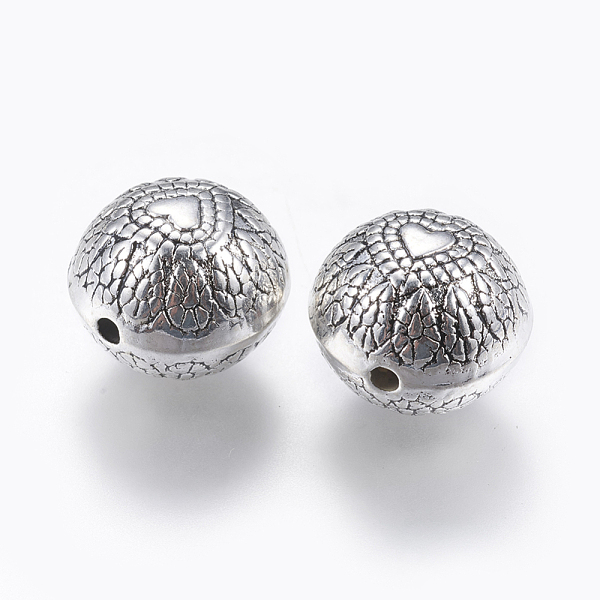 

PandaHall CCB Plastic Beads, Half Round with Heart, Antique Silver, 14.5x12mm, Hole: 2mm Plastic Half Round
