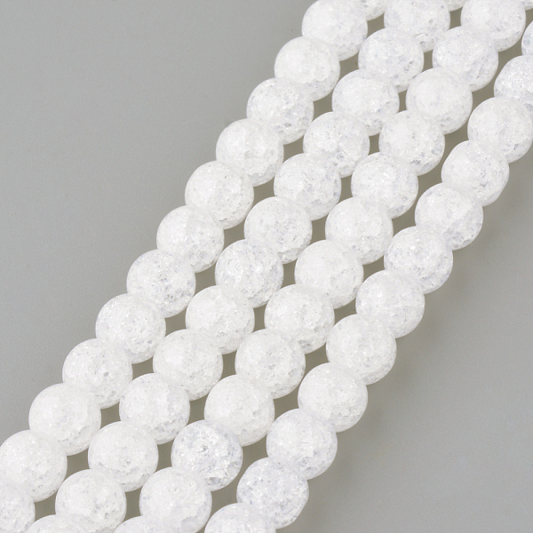 

PandaHall Synthetic Crackle Quartz Beads Strands, Round, Dyed, Snow, 10mm, Hole: 1mm, about 40pcs/strand, 15.7 inch Crackle Quartz Round..., White