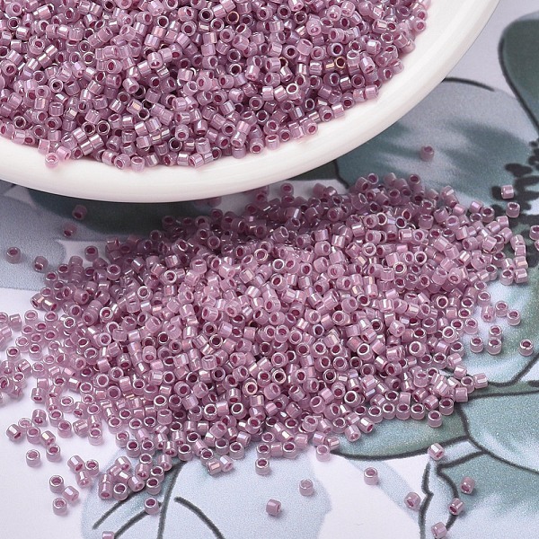 

PandaHall MIYUKI Delica Beads, Cylinder, Japanese Seed Beads, 11/0, (DB1752) Sparkling Orchid Lined Opal AB, 1.3x1.6mm, Hole: 0.8mm, about..., Purple