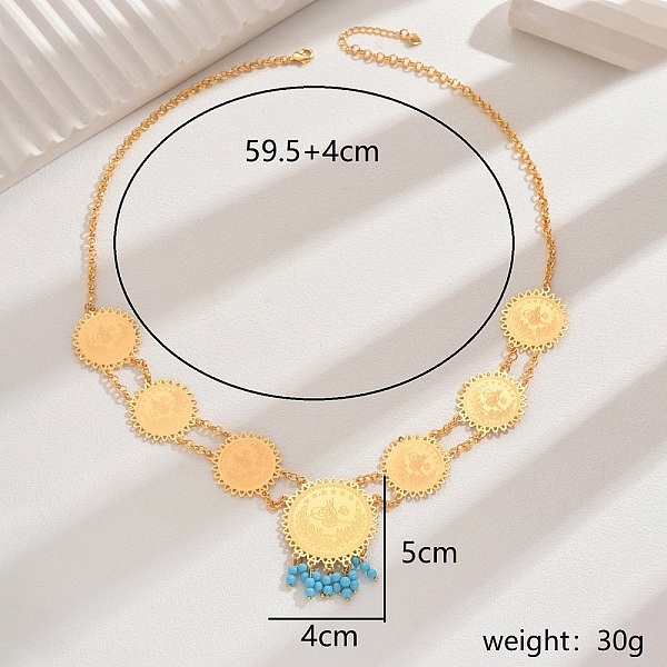 

PandaHall Iron Double Layer Chain Pendant Necklace for Women Iron