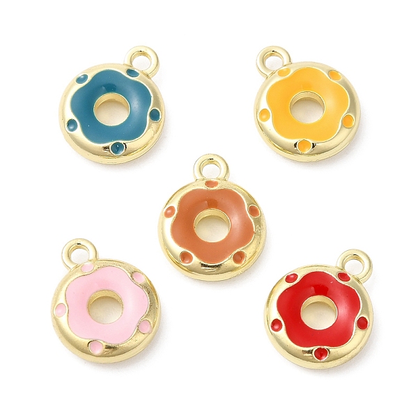 

PandaHall 30Pcs Alloy Enamel Charms, Donut Charm, Golden, Mixed Color, 12.5x10x3mm, Hole: 1.5mm Alloy+Enamel Donut Multicolor