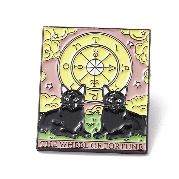 

PandaHall The Wheel of Fortune Word Enamel Pin, Cat Tarot Alloy Badge for Backpack Clothes, Electrophoresis Black, Clock Pattern...