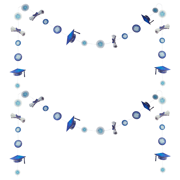 

PandaHall Graduation Theme Plastic Garland, Grad Cap & Scroll & Firework Hanging Streamer, for DIY Shimmer Wall Backdrop, Festive & Party...