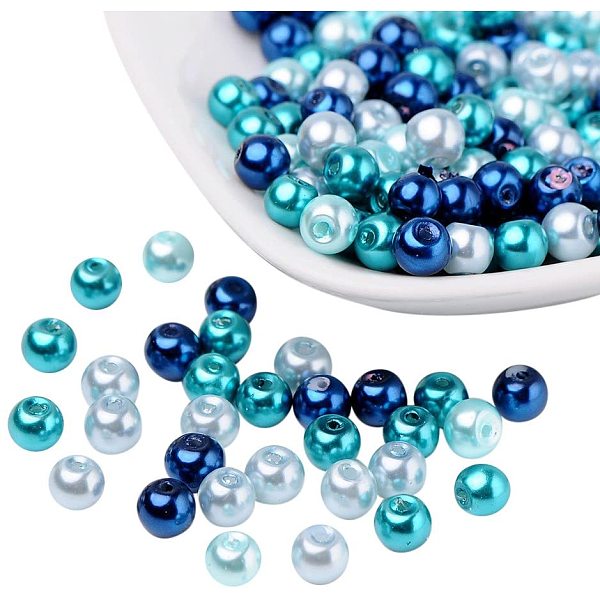 6mm Gemischte Blaue Farbe Pearlized Glasperle Für Die Schmuckherstellung