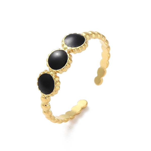 

PandaHall 304 Stainless Steel Enamel Cuff Rings, Round, Real 18K Gold Plated, Adjustable 304 Stainless Steel Round Black
