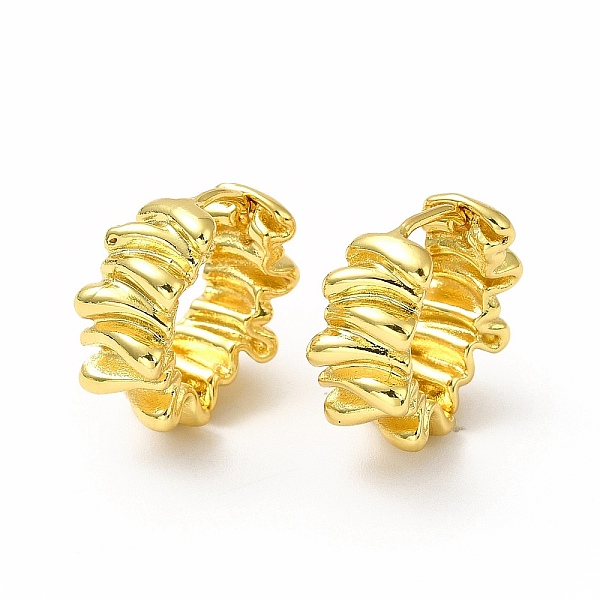 

PandaHall Rack Plating Brass Leaf Hoop Earrings for Women, Lead Free & Cadmium Free, Real 18K Gold Plated, 18x7.5x17.5mm, Pin: 1mm Brass