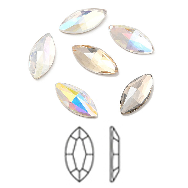 

PandaHall K9 Glass Rhinestone Cabochons, Flat Back & Back Plated, Faceted, Horse Eye, Mixed Color, 15x7x4.5mm Glass Rhinestone Horse Eye..., Multicolor