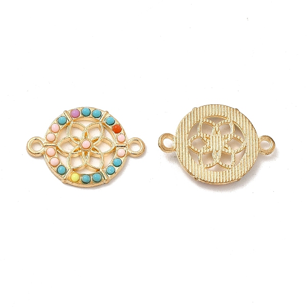 

PandaHall Tibetan Style Alloy Connector Charms, with Synthetic Turquoise, Flat Round with Flower, Light Gold, 16x23x2.6mm, Hole: 1.8mm Alloy...