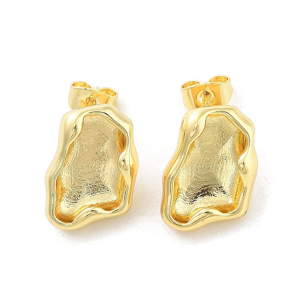 

PandaHall Rack Plating Brass Stud Earring, Long-Lasting Plated, Nuggets, Golden, 17x11.5mm Brass Nuggets