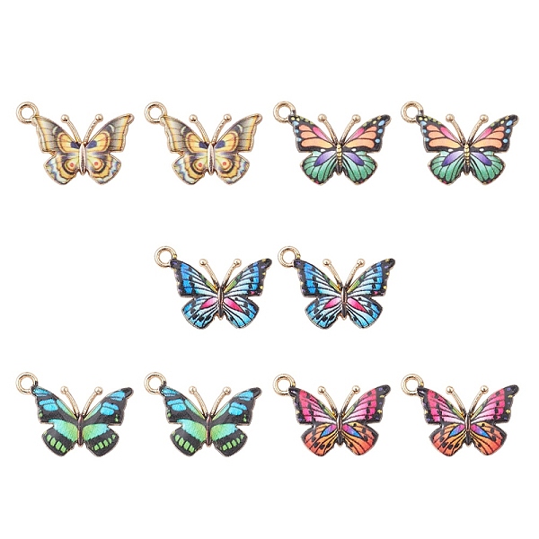 

PandaHall 10Pcs 5 Colors Light Gold Alloy Enamel Pendants, Cadmium Free & Nickel Free & Lead Free, Butterfly Charm, Mixed Color..., Multicolor