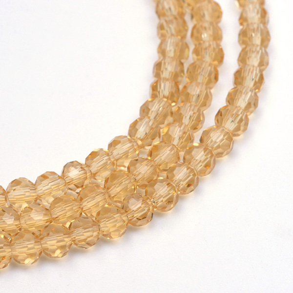 

PandaHall Transparent Glass Bead Strands, Faceted(32 Facets) Round, Peru, 3~4mm, Hole: 0.5mm, about 140pcs/strand, 22.8 inch Glass Round..., Brown