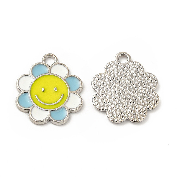 

PandaHall Alloy Enamel Pendants, Flower Charms, Platinum, Sky Blue, 18.5x16x1mm, Hole: 2mm Alloy+Enamel Flower