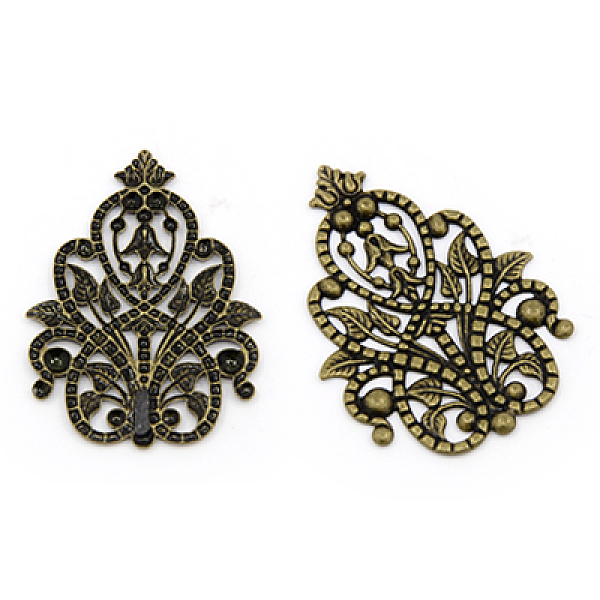 

PandaHall Brass Filigree Findings, Flower, Nickel Free, Antique Bronze, 48x35x2mm Brass Flower