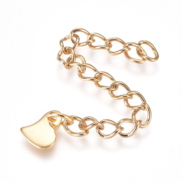 

PandaHall 304 Stainless Steel Chain Extender, Curb Chain, with Charms, Heart, Golden, 58mm, Link: 4x3x0.5mm, Link: 4x3x0.5mm 304 Stainless...