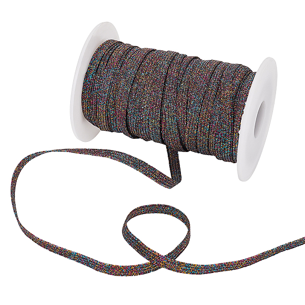 

PandaHall ARRICRAFT Polyester Elastic Cord, with Glitter Powder, Flat, Colorful, 6mm, about 36 Yards(32.91m)/Set Elastic Fibre Flat