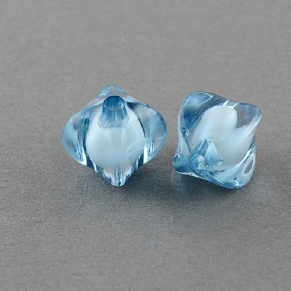 

PandaHall Transparent Acrylic Beads, Bead in Bead, Rhombus, Sky Blue, 8x10x10mm, Hole: 2mm, about 1790pcs/500g Acrylic Rhombus Blue