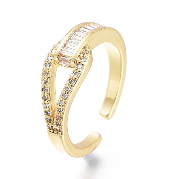 

PandaHall Brass Micro Pave Clear Cubic Zirconia Cuff Rings, Open Rings, Long-Lasting Plated, Golden, US Size 6 1/4, Inner Diameter: 16.8mm...
