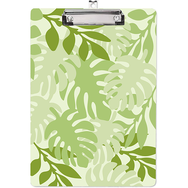 

PandaHall Acrylic Clipboards, Writing Board, Writing Instrument with Stainless Steel Clip, Rectangle, Leaf, 310x220x2mm Acrylic Leaf