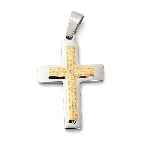 

PandaHall Vacuum Plating 304 Stainless Steel Pendants, Cross with Word Charms, Golden & Stainless Steel Color, 39x26x4.5mm, Hole: 9.5x5.5mm...