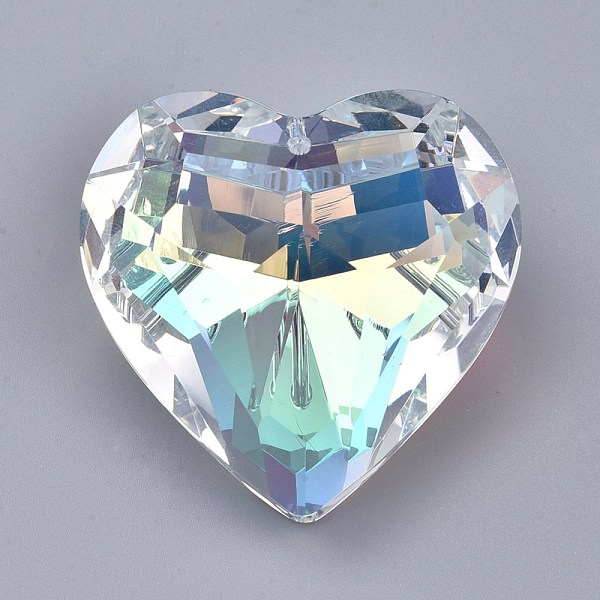 

PandaHall K9 Glass Rhinestone Pendants, Faceted, Heart, Crystal AB, 44x45.5x27.5mm, Hole: 1.4mm Rhinestone Heart Clear