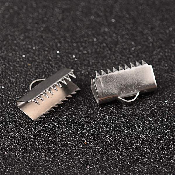 

PandaHall 304 Stainless Steel Ribbon Crimp Ends, Stainless Steel Color, 10x15mm, Hole: 3x1.5mm 304 Stainless Steel