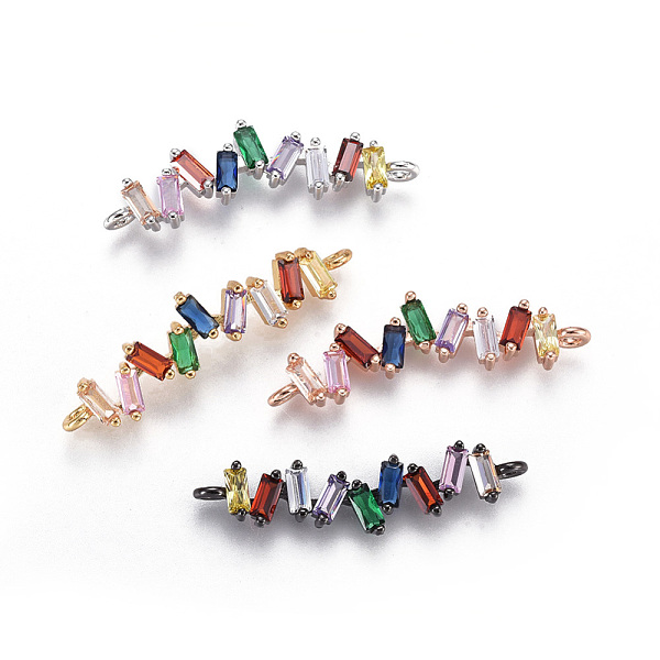 

PandaHall Brass Micro Pave Cubic Zirconia Links, Rectangle, Colorful, Mixed Color, 37x10.5x3.5mm, Hole: 1.8mm Brass+Cubic Zirconia Rectangle..., Multicolor