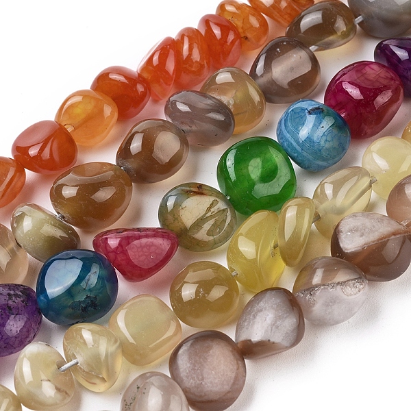 

PandaHall Natural Agate Beads Strands, Tumbled Stone, Dyed & Heated, Nuggets, Mixed Color, 8~16x9~13x9~12mm, Hole: 1.4mm, about..., Multicolor