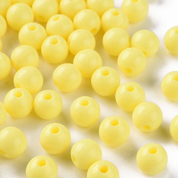 

PandaHall Opaque Acrylic Beads, Round, Yellow, 8x7mm, Hole: 2mm, about 1745pcs/500g Acrylic Round Yellow