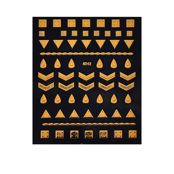 

PandaHall Nail Art Stickers, Self-adhesive, For Nail Tips Decorations, Square & Rectangle & Triangle Round Ring & Arrows, Gold, 9.7x8cm...
