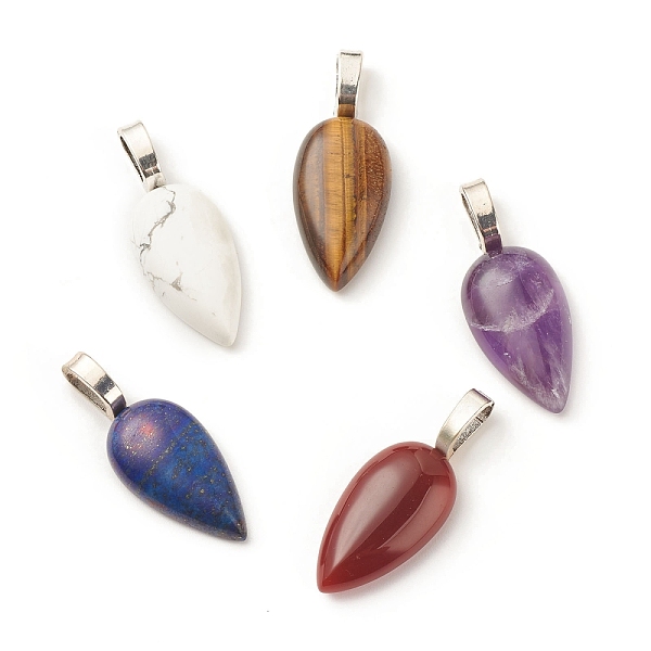 

PandaHall Natural Mixed Gemstone Pendants, with Platinum Tone Alloy Findings, Teardrop, 38.5~39x15~15.5x7~7.5mm, Hole: 8x4.5mm Mixed Stone...