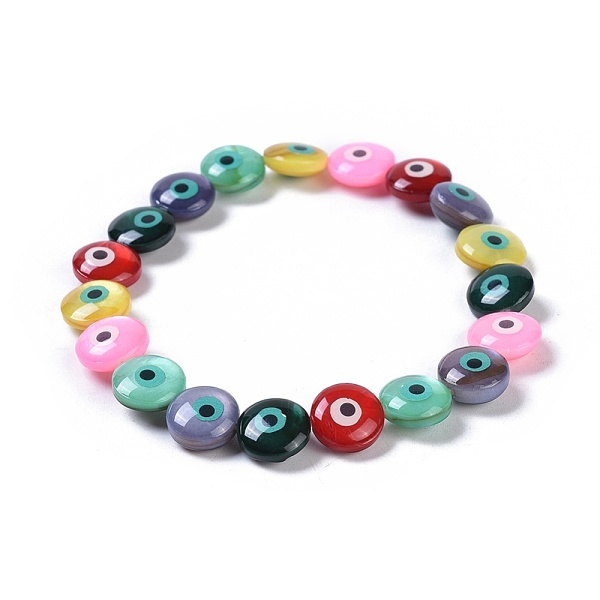

PandaHall Freshwater Shell Stretch Bracelets, Evil Eye, Colorful, 2-1/4 inch(5.7cm) Shell Evil Eye