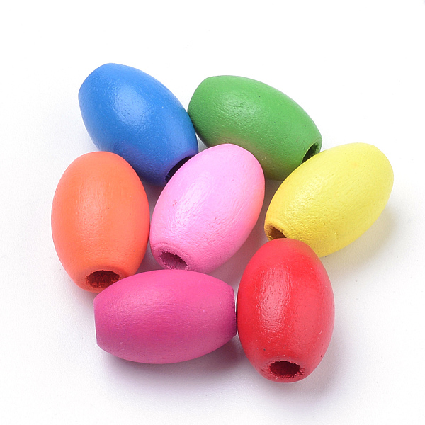 

PandaHall Natural Wood European Beads, Spray Painted, Barrel, Lead Free, Large Hole Beads, Mixed Color, 17x11.5~12mm, Hole: 4mm, about..., Multicolor