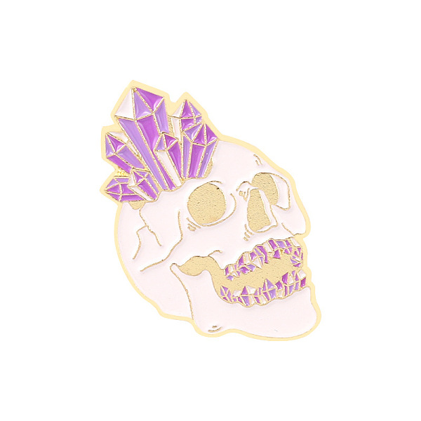 

PandaHall Alloy Enamel Brooches, Skull with Crystal, White, 30.5x19mm Alloy+Enamel White