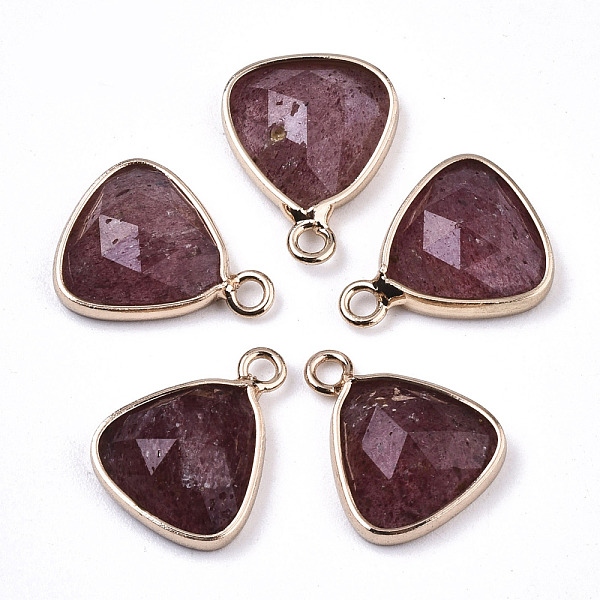 

PandaHall Natural Strawberry Quartz Charms, with Light Gold Plated Brass Edge and Loop, Triangle, Faceted, 14x11x4mm, Hole: 1.5mm Strawberry...