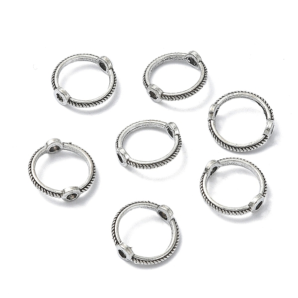 

PandaHall Tibetan Style Zinc Alloy Bead Frames, Round Ring, Antique Silver, 9mm, Hole: 1mm Alloy Ring
