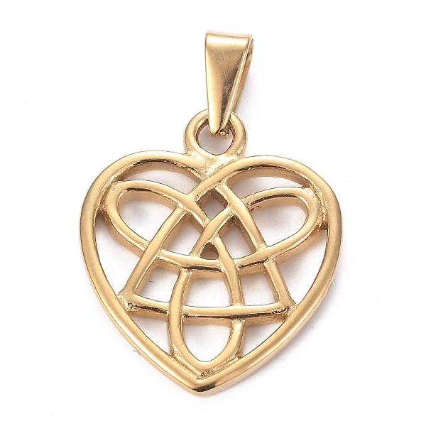

PandaHall 304 Stainless Steel Pendants, Heart with Trinity Knot, Golden, 25x21.5x2mm, Hole: 9.5x4.5mm 304 Stainless Steel Heart