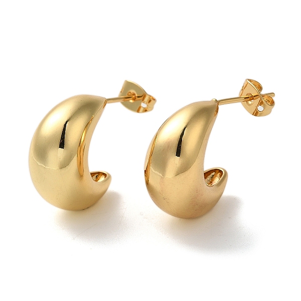 Rack Plating Brass Curved Midi Stud Earrings