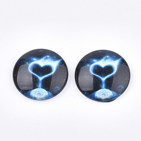 Starry Sky Pattern Printed Glass Cabochons