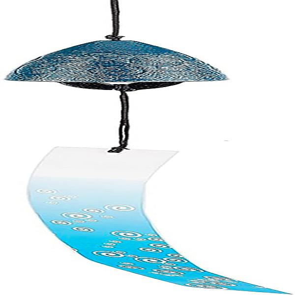 

PandaHall Iron Wind Chime, with Polyester Cord & Paper, Sky Blue, 445mm Iron Others