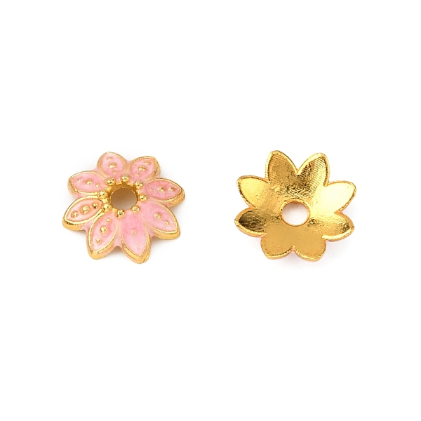 

PandaHall Multi-Petal Alloy Enamel Bead Caps, Flower, Pink, 10x9x2.5mm, Hole: 1.4mm Alloy+Enamel Pink