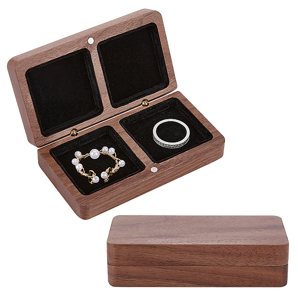 

PandaHall 2-Slot Black Walnut Jewelry Magnetic Storage Boxes, Jewellery Organizer Travel Case, with Velvet Inside, for Necklace, Ring...