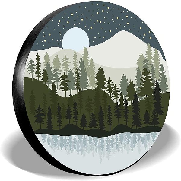 

PandaHall Polyester Tyre Cover, with Contraction Band, Flat Round with Pattern, Mountain Pattern, 600~690mm Polyester Flat Round